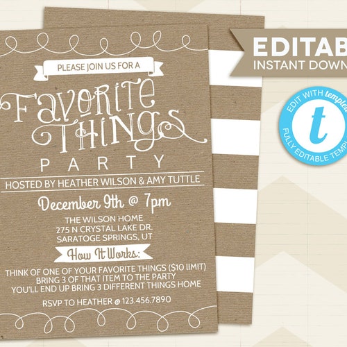Favorite Things Party Gift Tags Teacher Printable Labels | Etsy