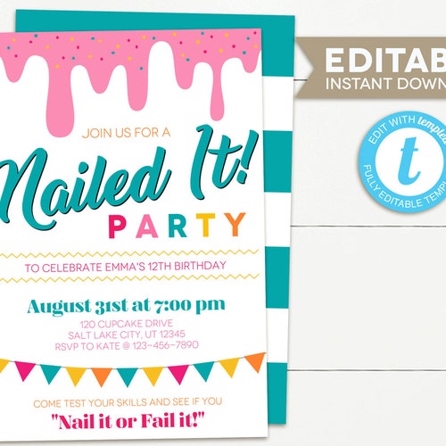 Editable Baking Birthday Party Invitation Kids Cooking - Etsy