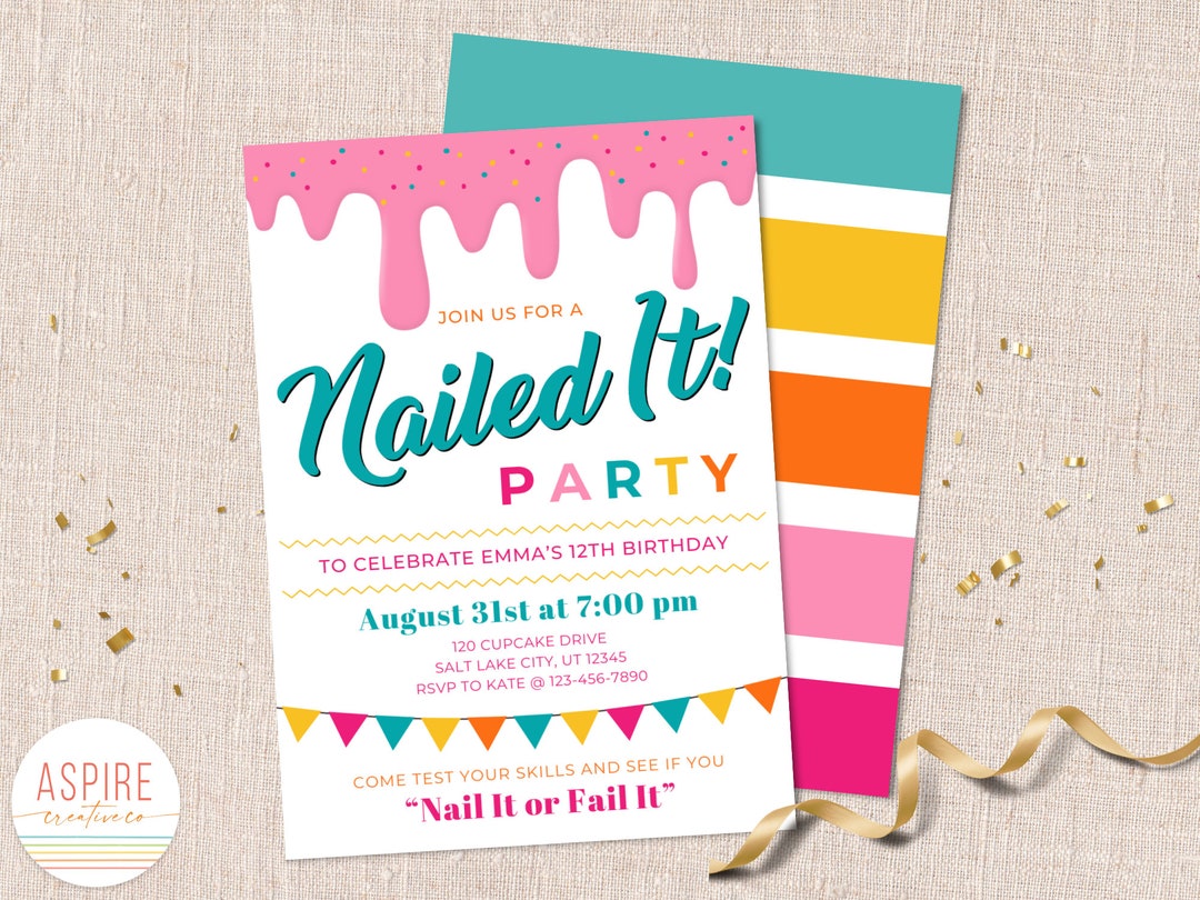 Nailed It Birthday Invitation, Nailed It Party, Baking Party, Birthday ...