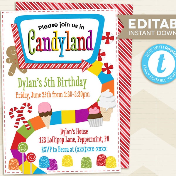 Candyland Invitation - Etsy