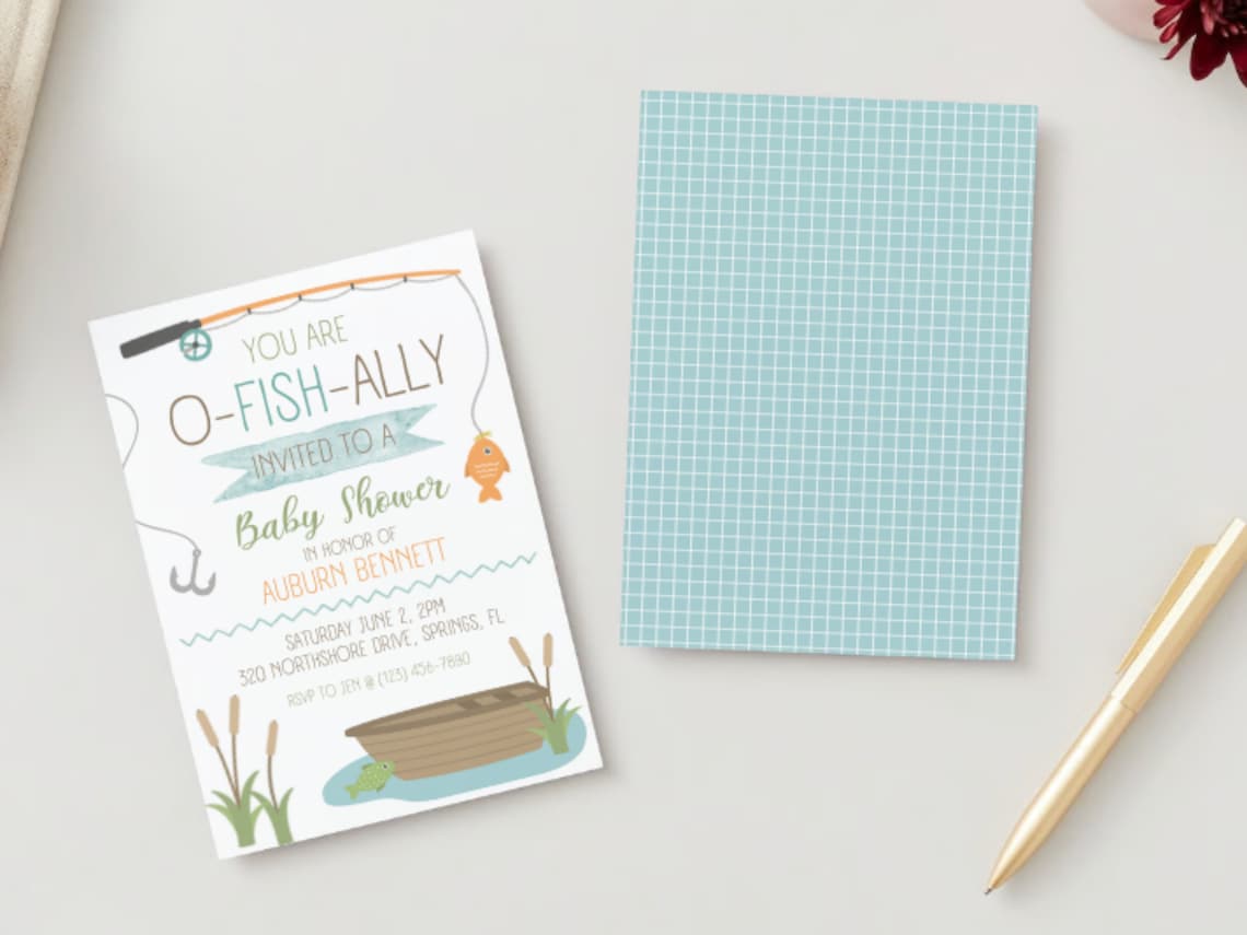 Fishing Baby Shower Invitation, for Boy, Neutral Baby Shower, Instant ...