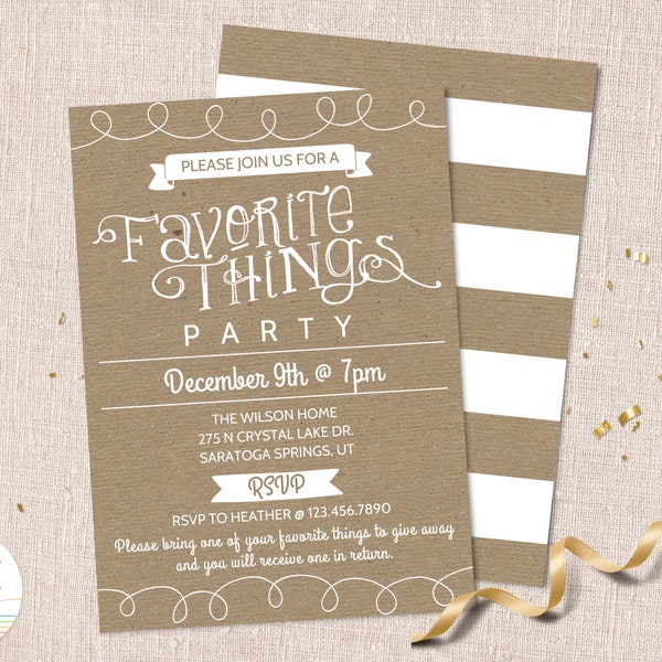 My Favorite Things Party Invitation, favorite things invitation, editable template, digital download