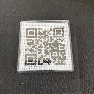 QR code Rick roll cross stitch magnet