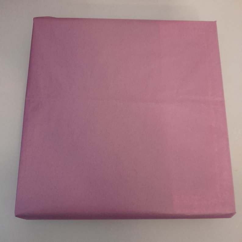 May include: A solid, light purple gift bag made of tissue paper.