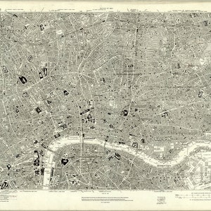 May include: A black and white map of London, England. The map shows the city's streets, parks, and landmarks. The map is labeled "SHEET K" in the upper right corner.