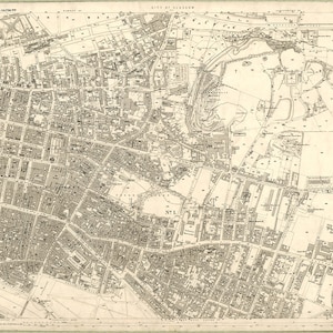 Escaneo de mapa de 1858 - Glasgow Central, Escocia, Reino Unido - Escaneo de alta resolución del mapa antiguo de Ordnance Survey victoriano (siglo XIX)