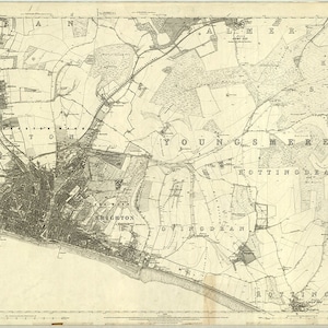 1873 Map Scan - Brighton, Sussex, England, UK - Hochauflösende viktorianische Ordnance-Vermessung (19