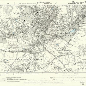 1898 Map Scan - Tunbridge Wells, Kent, England, UK - High-Resolution Victorian (19th Century) Ordnance Survey Old Map