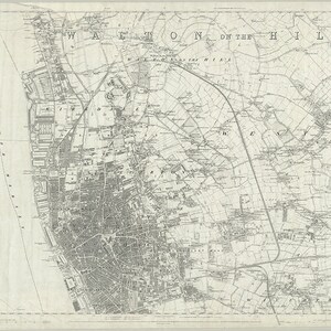 1845 Map Scan - Liverpool, England, UK - Hochauflösender Scan einer viktorianischen (19