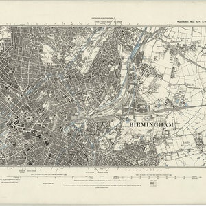 1887 Map Scan - Birmingham, Angleterre, Royaume-Uni - Numérisation haute résolution de l'ancienne carte de l'Ordnance Survey de l'époque victorienne (XIXe siècle)