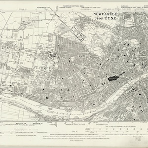 1894 Map Scan - Newcastle, England, UK - Hochauflösender Scan der viktorianischen (19