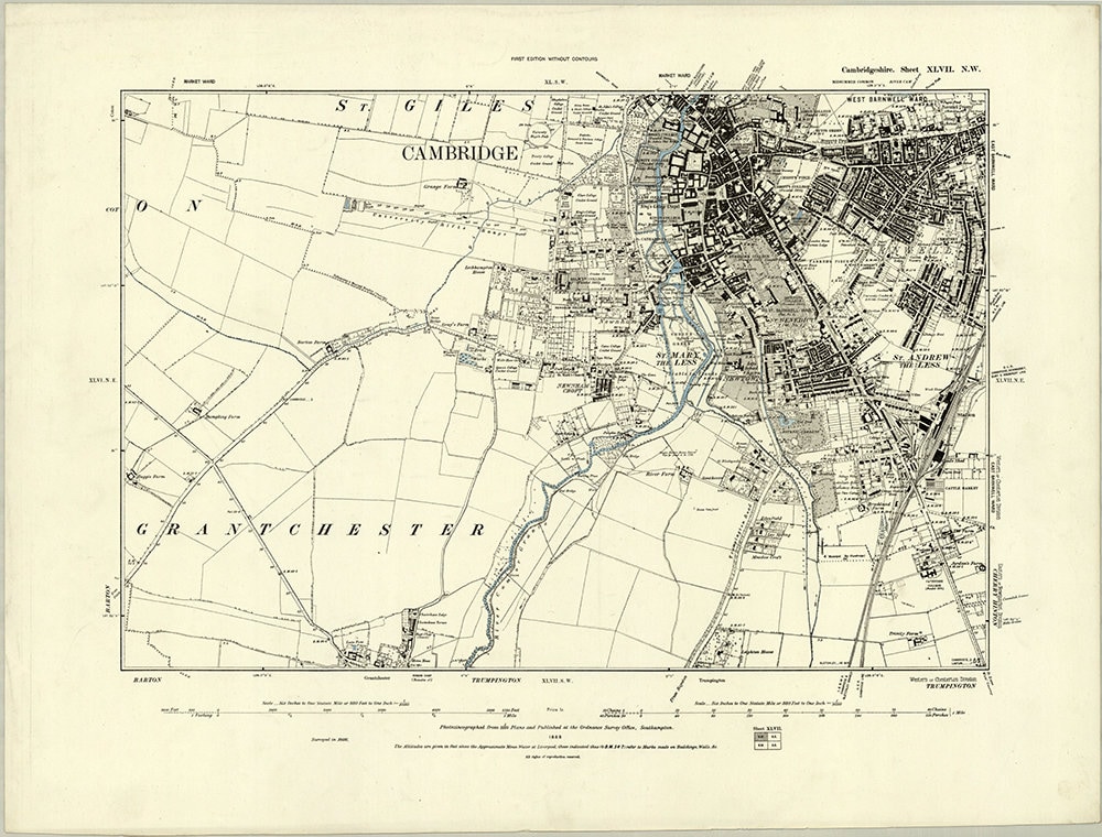 Ordnance Survey Map Cambridge 1886 Map Scan Cambridge England Uk High-Resolution Scan | Etsy Uk