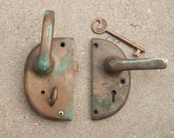 Brass railroad door handles and Adlake Key