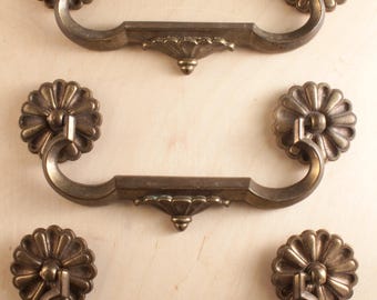 vintage brass cabinet bail pulls (entire set with hardware)