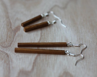 Wooden Earrings - 2 pairs of elegant hand crafted iroko and silver earrings, for day and evening wear.