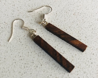 State \u201chome\u201d walnut wood earrings