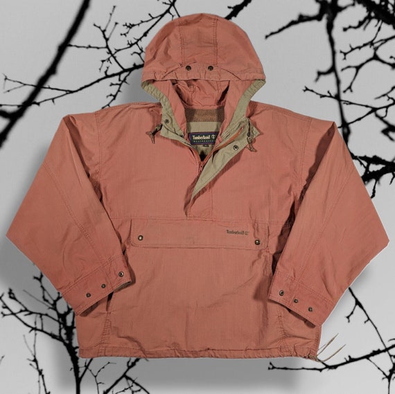 90s VTG Timberland Weathergear Anorak Orange Pull… - image 1