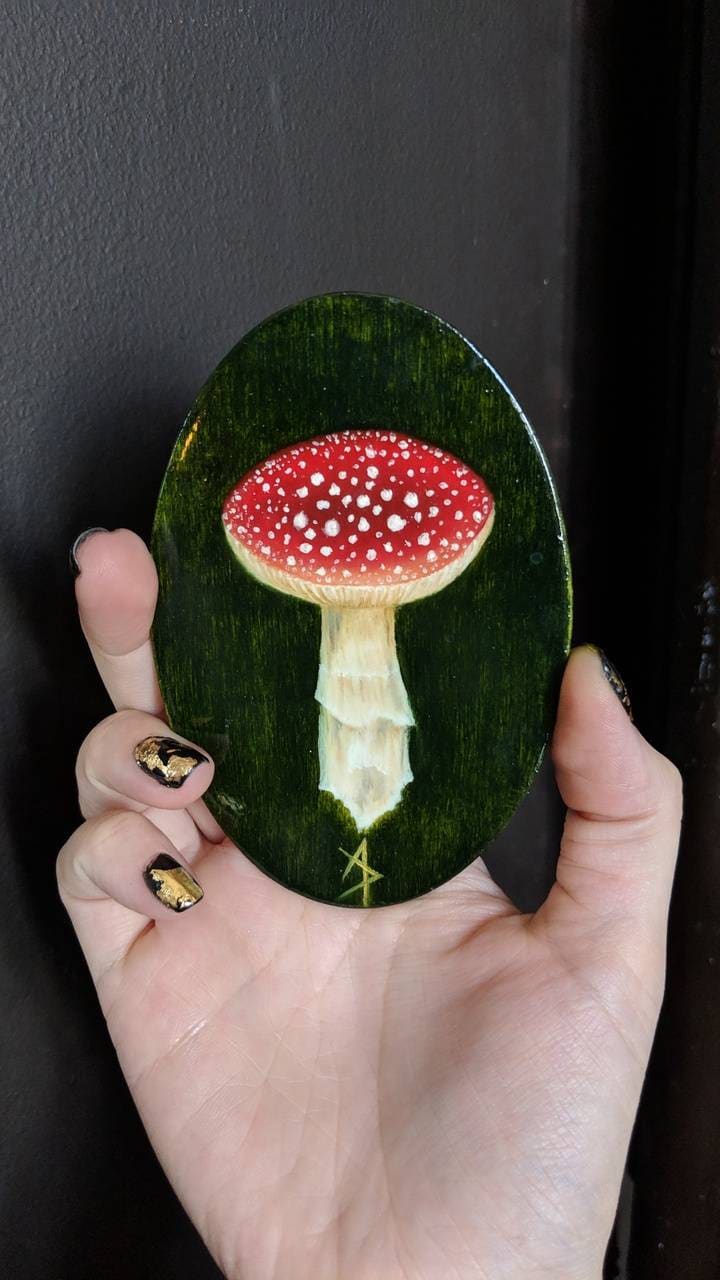 Fly Agaric No.1 Amanita Muscaria Mushroom Original Painting ATC