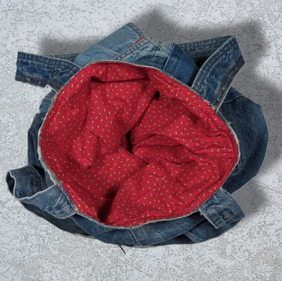 Vintage Handmade Reversible Patchwork Denim Jean … - image 2