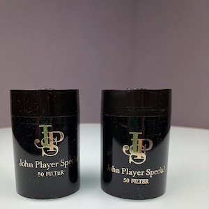 Scatola per sigarette John Player Special - accessori per fumatori vintage anni '70-'80 - Porta sigarette rotondo nero per 50 sigarette