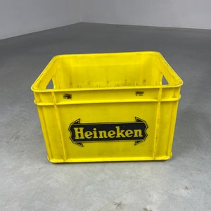 Vieille caisse de bière en plastique Heineken de 1970 - WIVA Rotterdam - bouteilles de bière de transport néerlandaises vintage - objet de collection rare des années 70
