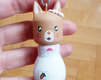 Kokeshi Peg doll wooden doll Handpainted  keycahain from the comic and the cartoons