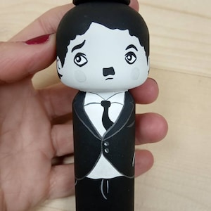 Kokeshi Peg doll Wooden doll artist Charlie Chaplin fanart custom doll