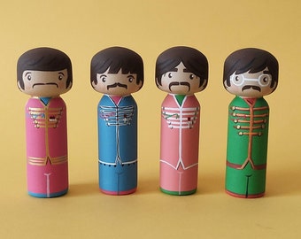 Kokeshi Peg doll Wooden doll the Beatles character dolls