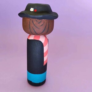 Kokeshi Peg doll Wooden doll artist character Mary Poppins from the Disney movie image 4