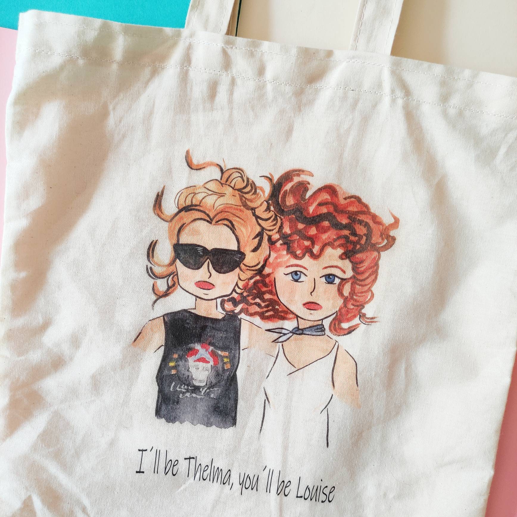 100% Organic Cotton Fabric Bag With a Thelma and Louise Design 
