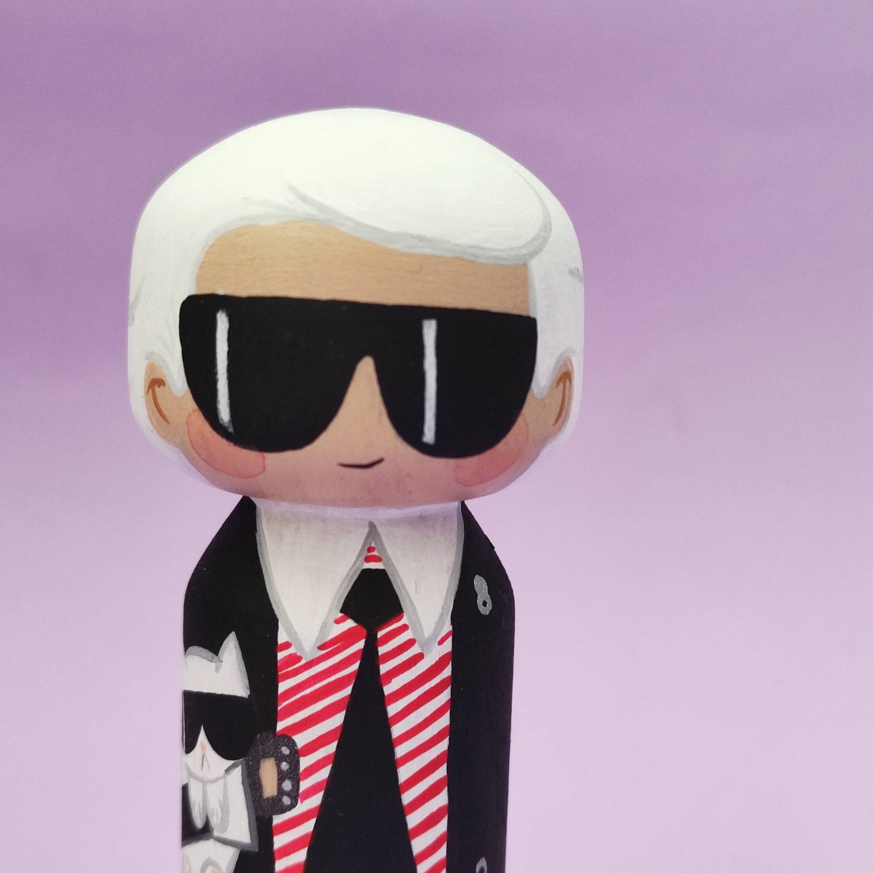 Kokeshi Peg Doll Wooden Doll Karl Lagerfeld Custom Gift Etsy