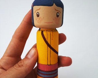 Kokeshi Peg doll Wooden doll Coraline from de movie