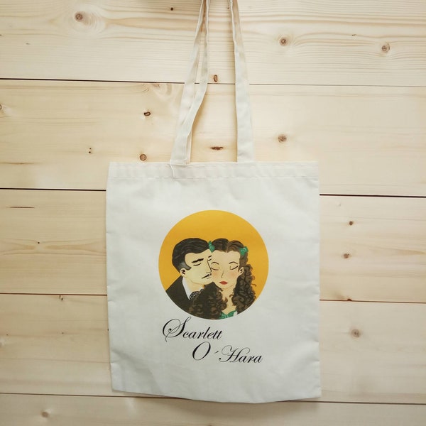 Stofftasche aus 100% Bio-Baumwolle mit einem Scarlet OHara-Design von "Vom Winde verweht" Tote Bag Print Stoff Geschenk