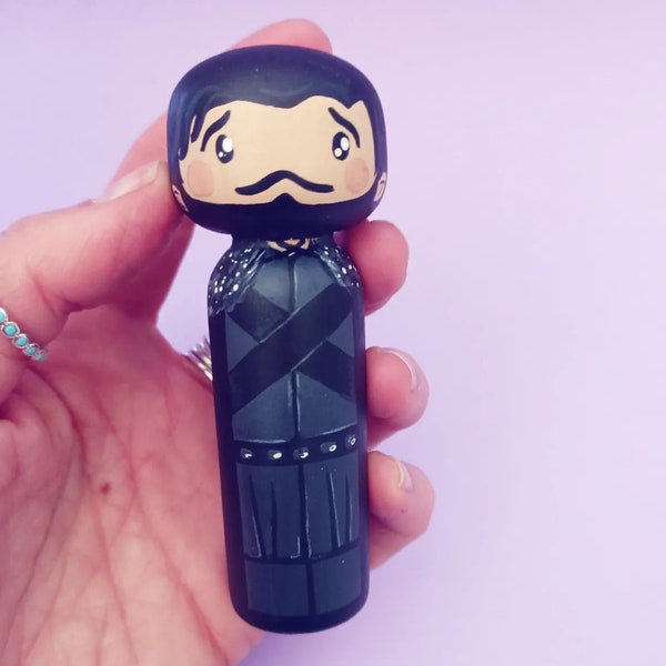 Kokeshi Peg Doll Jon Snow serie tv Game of Thrones Bambola di legno