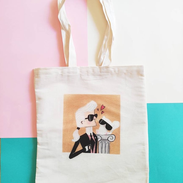 100% organic cotton fabric bag with a Karl Lagerfeld design Tote bag print fabric gift