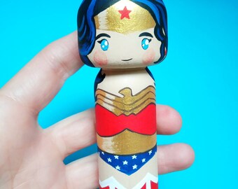Kokeshi Peg doll Wooden doll Karl Lagerfeld custom gift