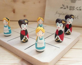 TableGame Three in a Row handpainted, ideal gift wooden tablegame classic games