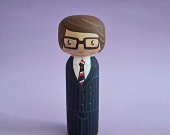 Kokeshi Peg doll Wooden doll Karl Lagerfeld custom gift