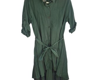 K Jordan Green High Low Button Dress XL