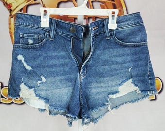 SO Blue Distressed Cutoff Denim Shorts Size 11