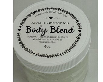 Unscented Shea Body Blend Fragrance Free Sensitive Skin Moisturizer 4oz
