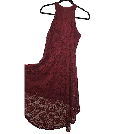 Dressystar Burgundy Lace High Low Cocktail Dress Sleeveless Women's Size Medium