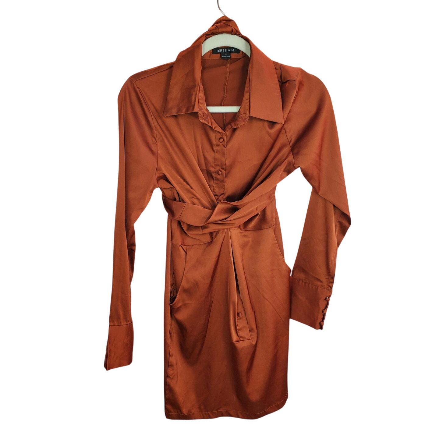 Brown Satin Dress Long Sleeve - Etsy
