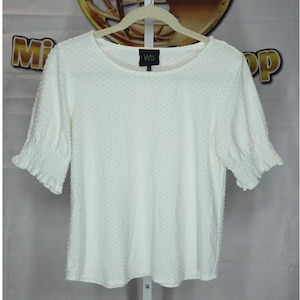 W5 White Textured Puff Sleeve Blouse - Size Small