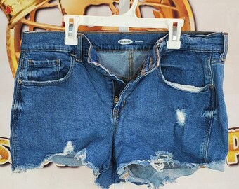 Old Navy Blue Distressed Cutoff Jean Shorts Size 12