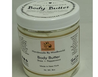 Shea Peppermint Body Butter Natural Moisturizer Handmade 8 oz