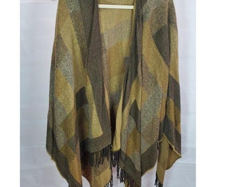 Accessory Street Green Brown Fringe Shawl One Size
