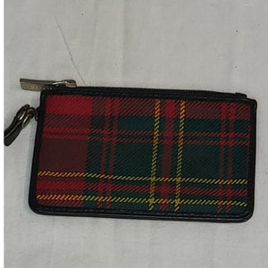 Porta monete e porta carte Burberry vintage in pelle a quadri rossi Zippy