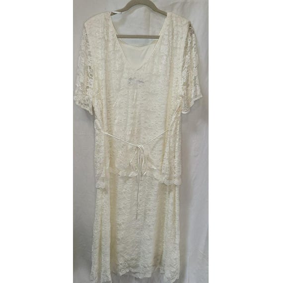 Connected Woman Off White Beige Lace Wedding Dress Plus Size 22W Knee Length