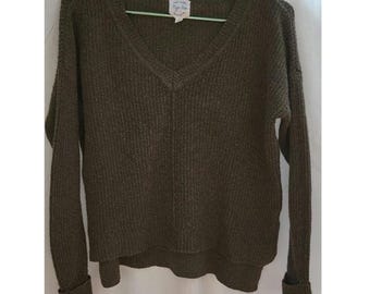 Hippie Rose Ribbed Olive Green Tunic Sweater Top Size Medium
